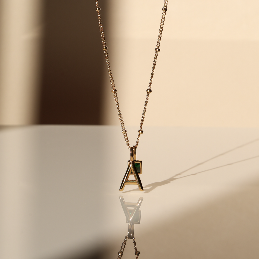 Initiaal & Geboortesteen Charm Ketting