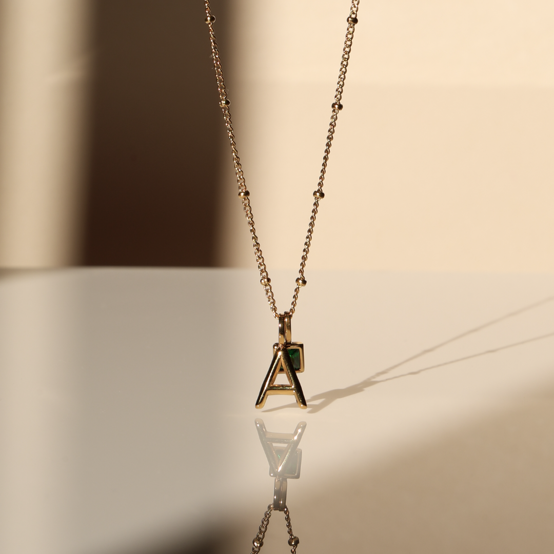 Initiaal & Geboortesteen Charm Ketting