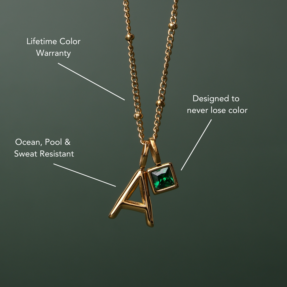 Initiaal & Geboortesteen Charm Ketting