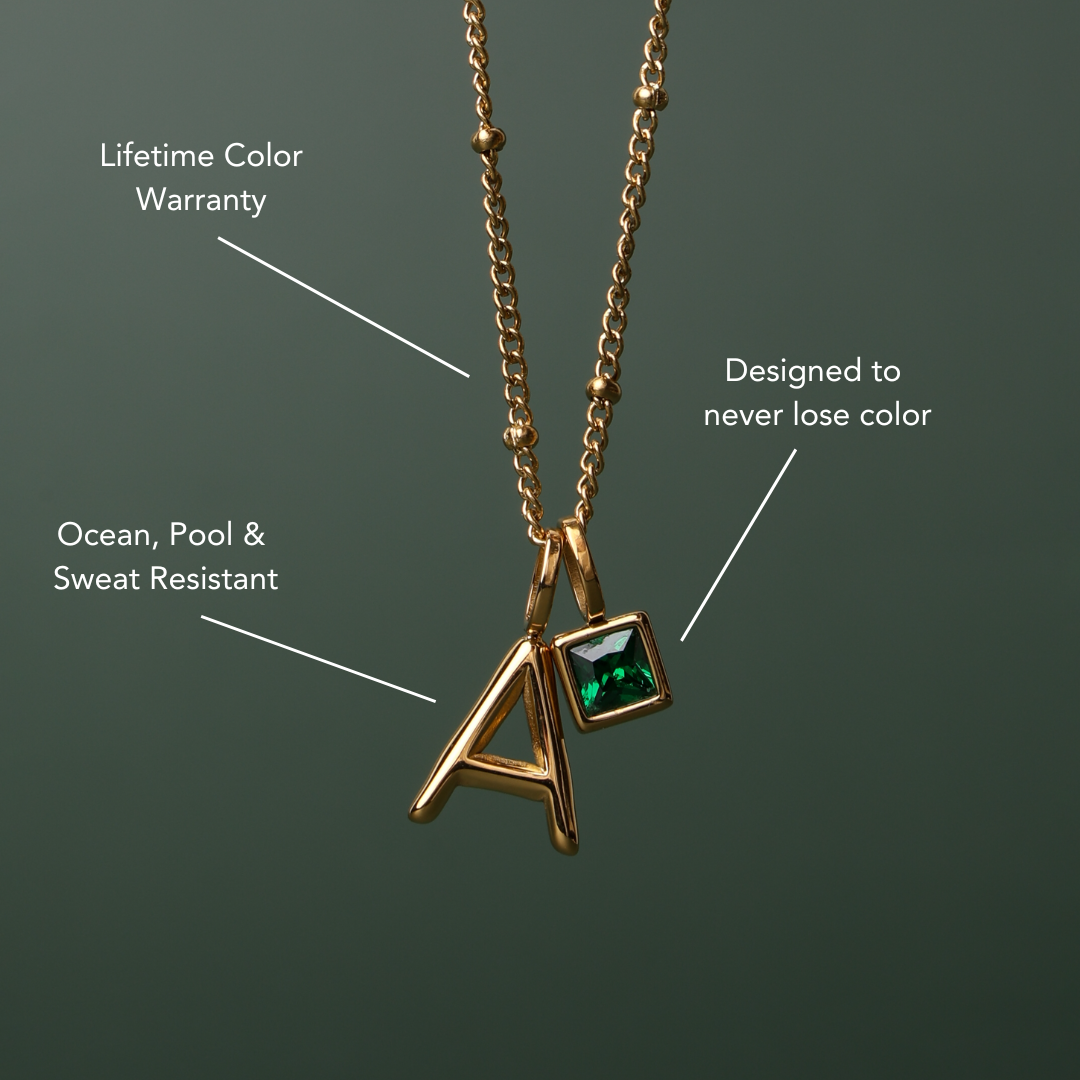 Initiaal & Geboortesteen Charm Ketting
