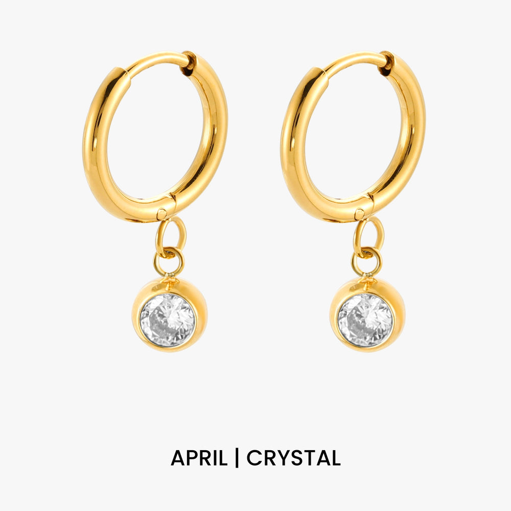 Geboortesteen Charm Hoops