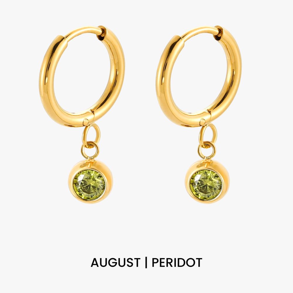 Geboortesteen Charm Hoops