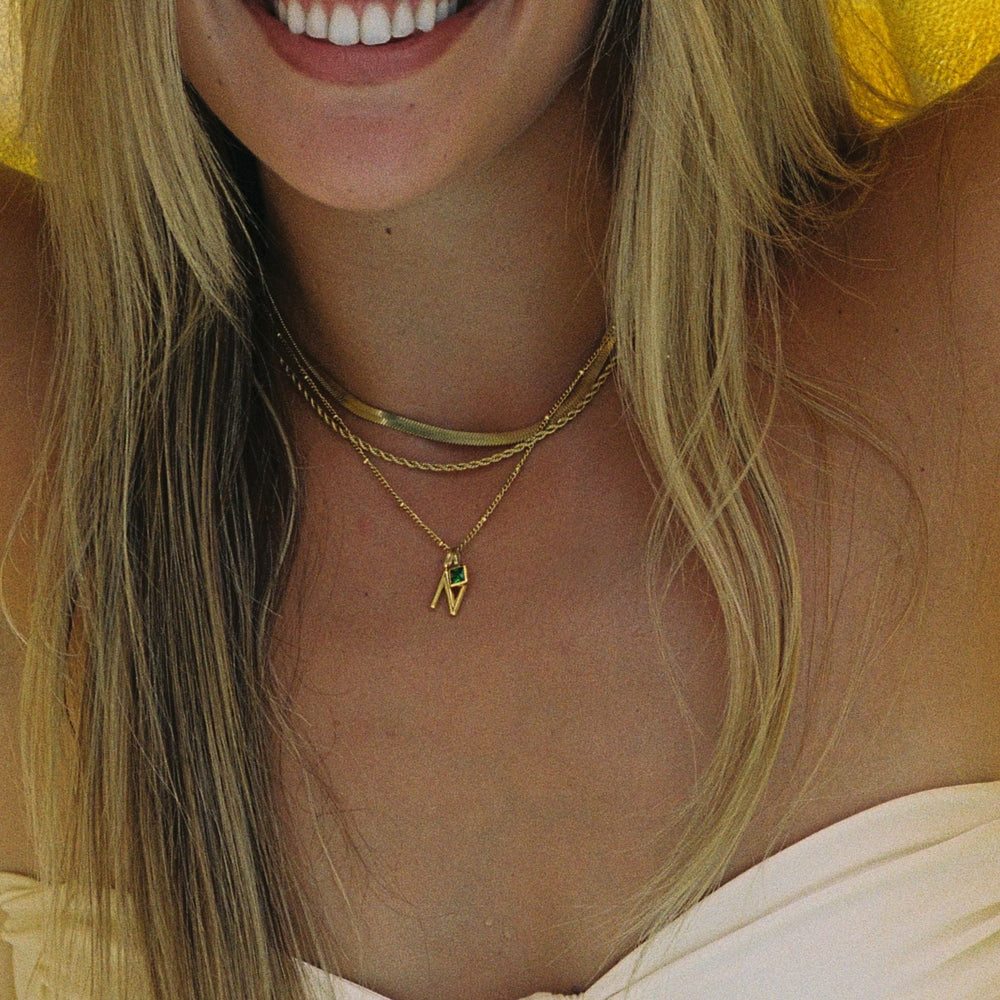 Initiaal & Geboortesteen Charm Ketting