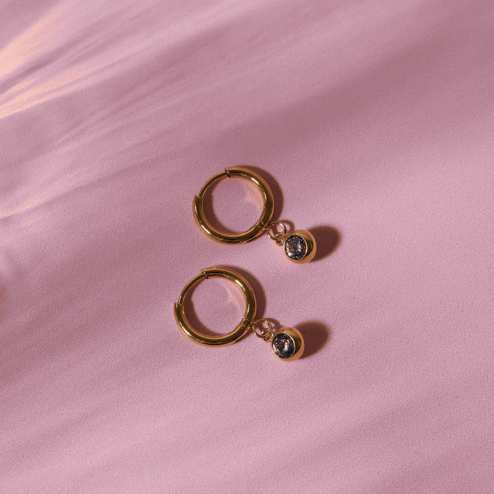 Geboortesteen Charm Hoops