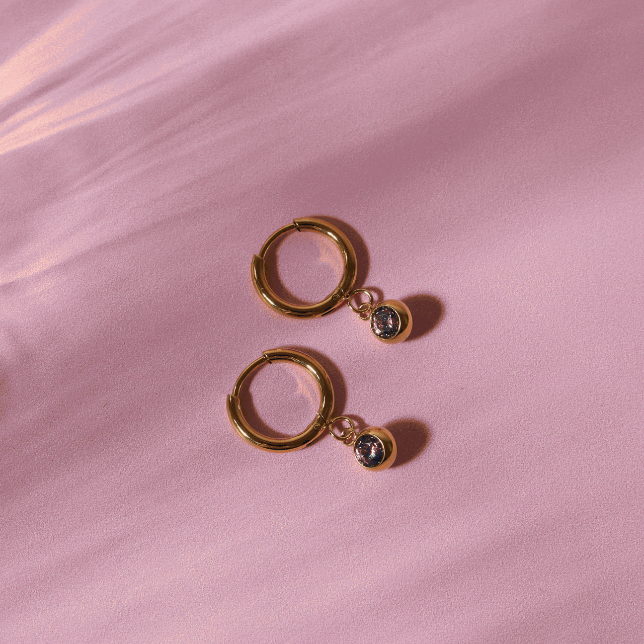 Geboortesteen Charm Hoops