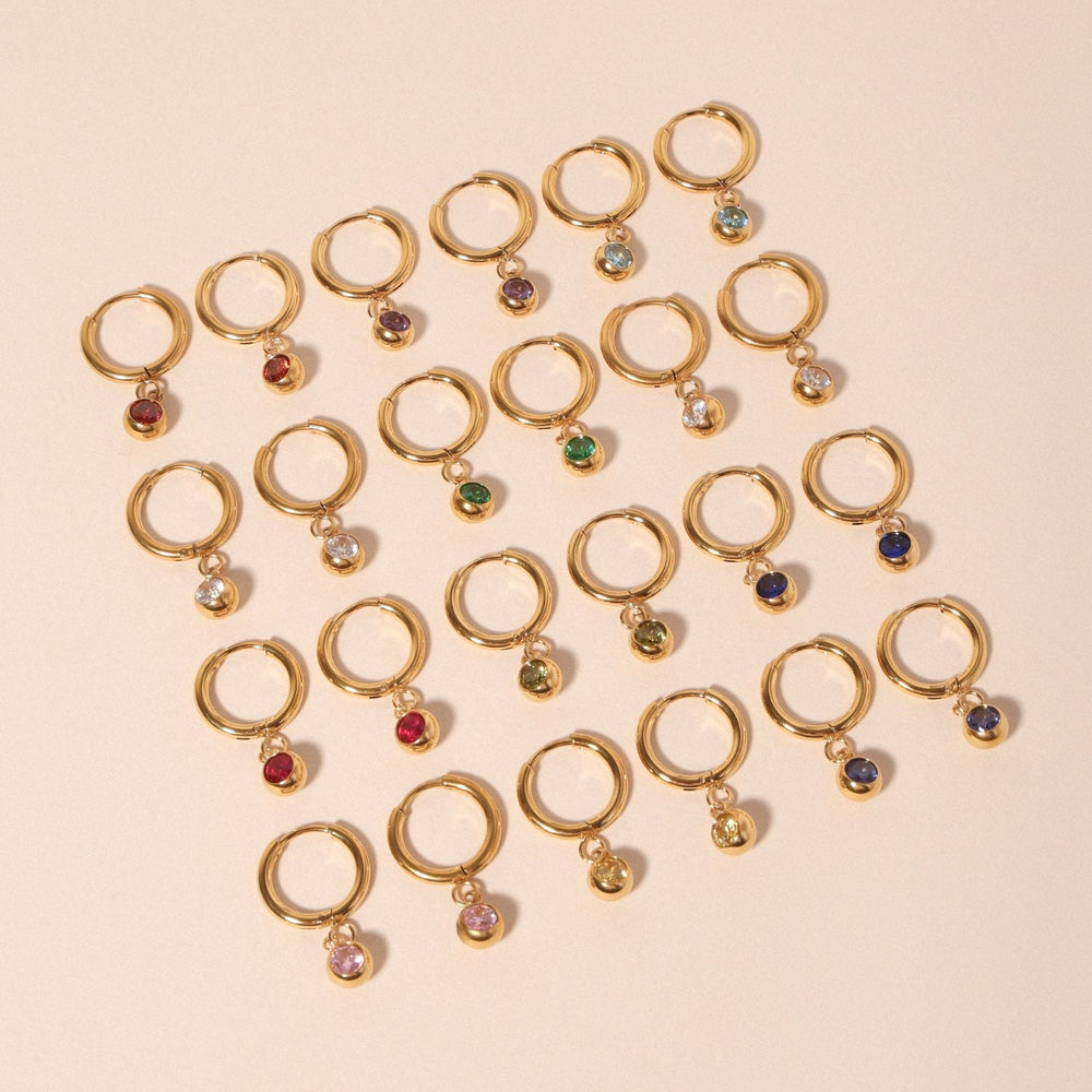 Geboortesteen Charm Hoops