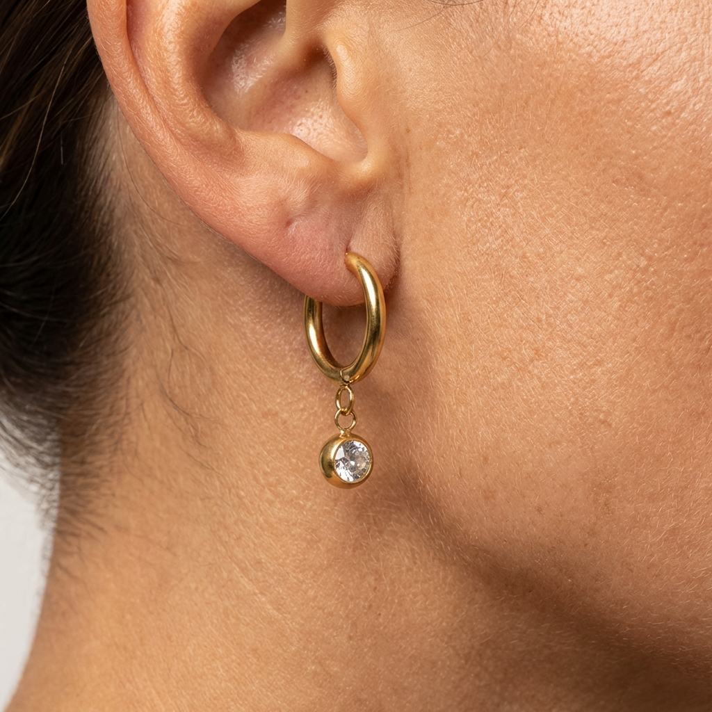 Geboortesteen Charm Hoops