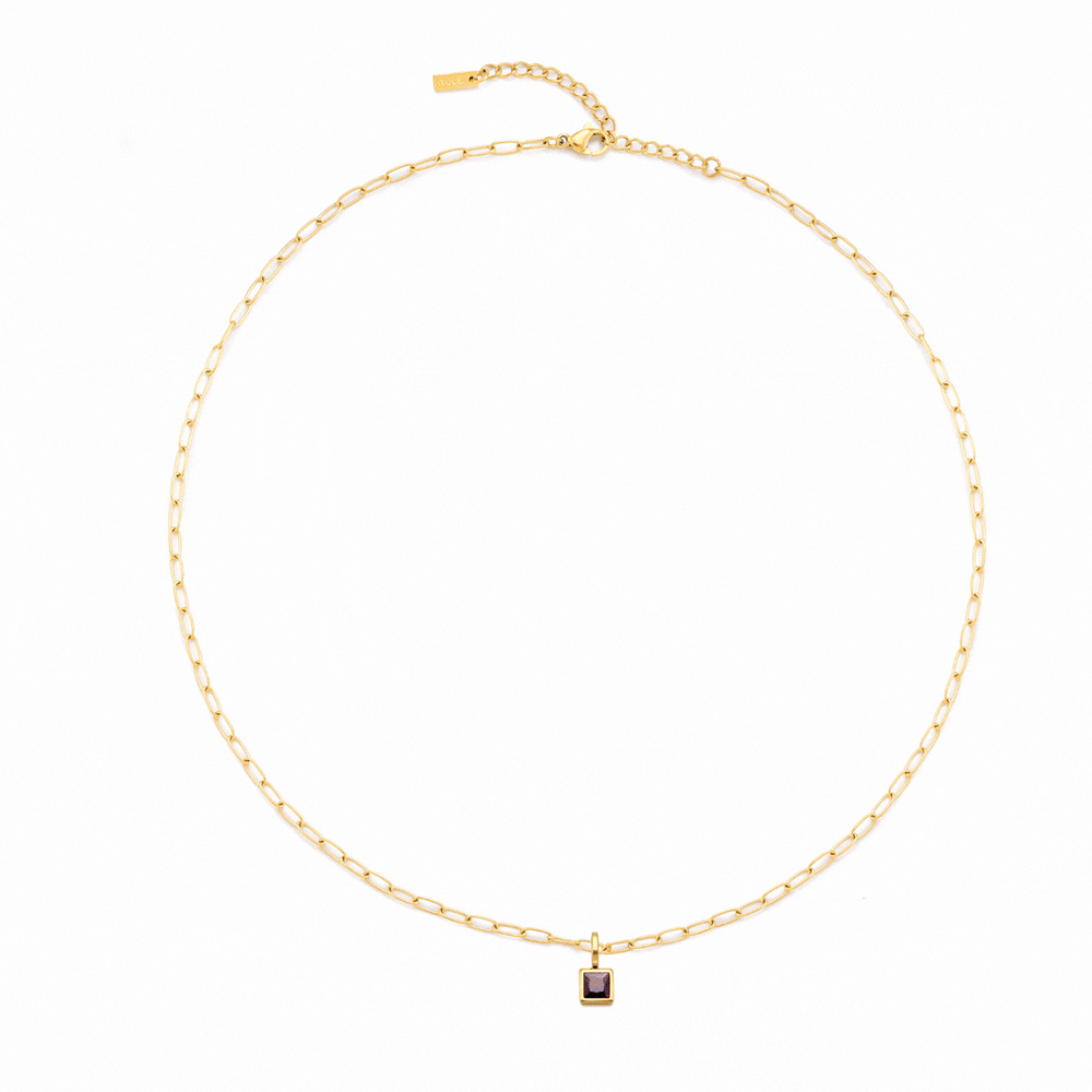 Paperclip Geboortesteen Ketting