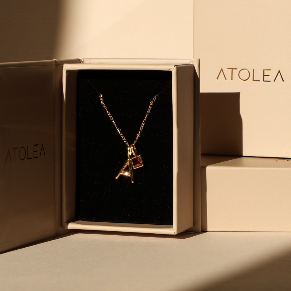 Initiaal & Geboortesteen Charm Ketting