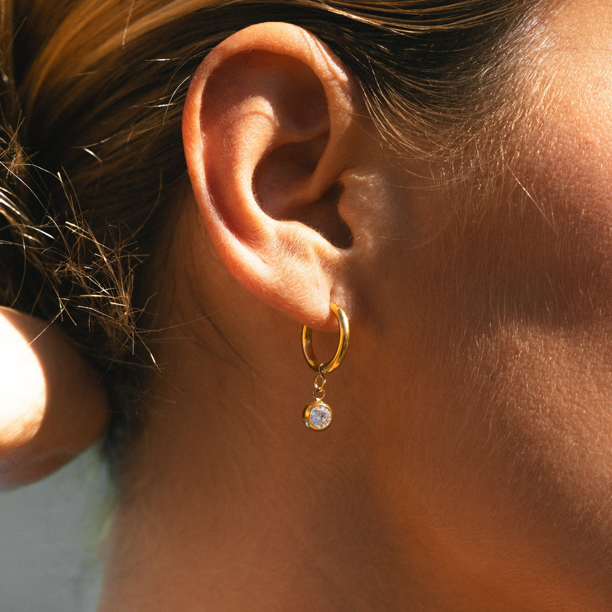 Geboortesteen Charm Hoops
