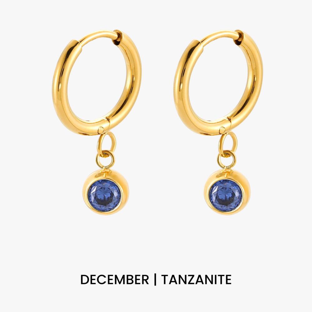 Geboortesteen Charm Hoops