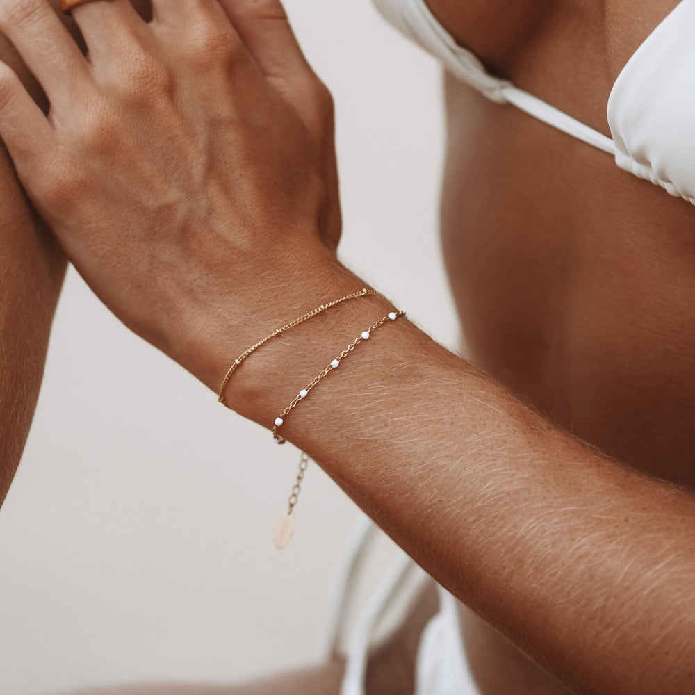 Dubbele Witte Kralenarmband