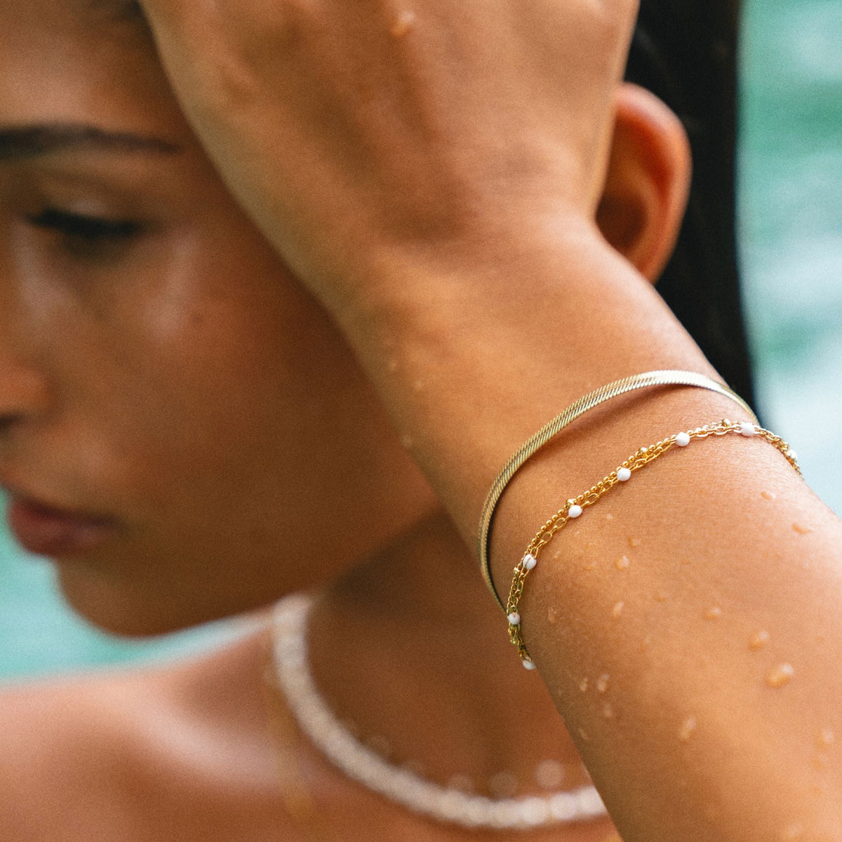 Dubbele Witte Kralenarmband
