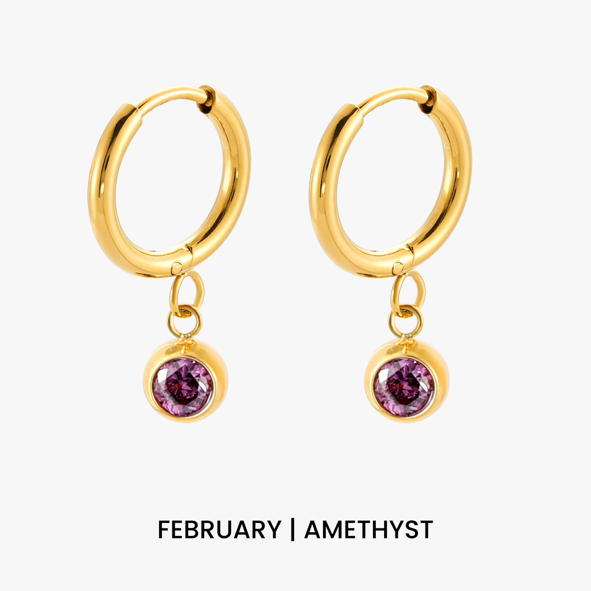 Geboortesteen Charm Hoops