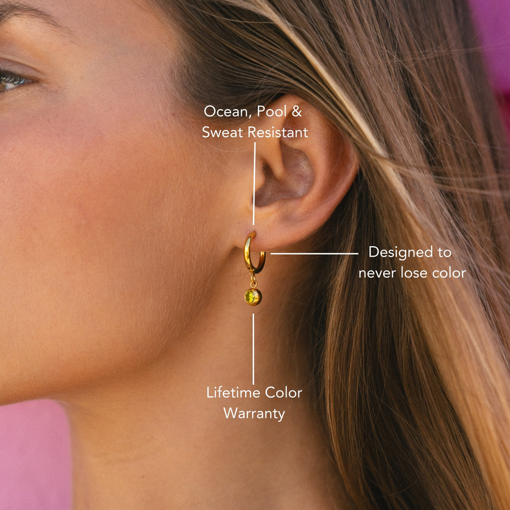 Geboortesteen Charm Hoops