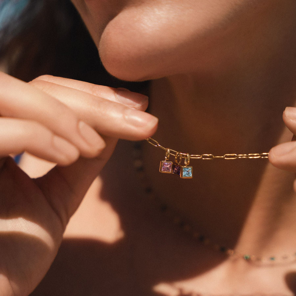 Paperclip Geboortesteen Ketting