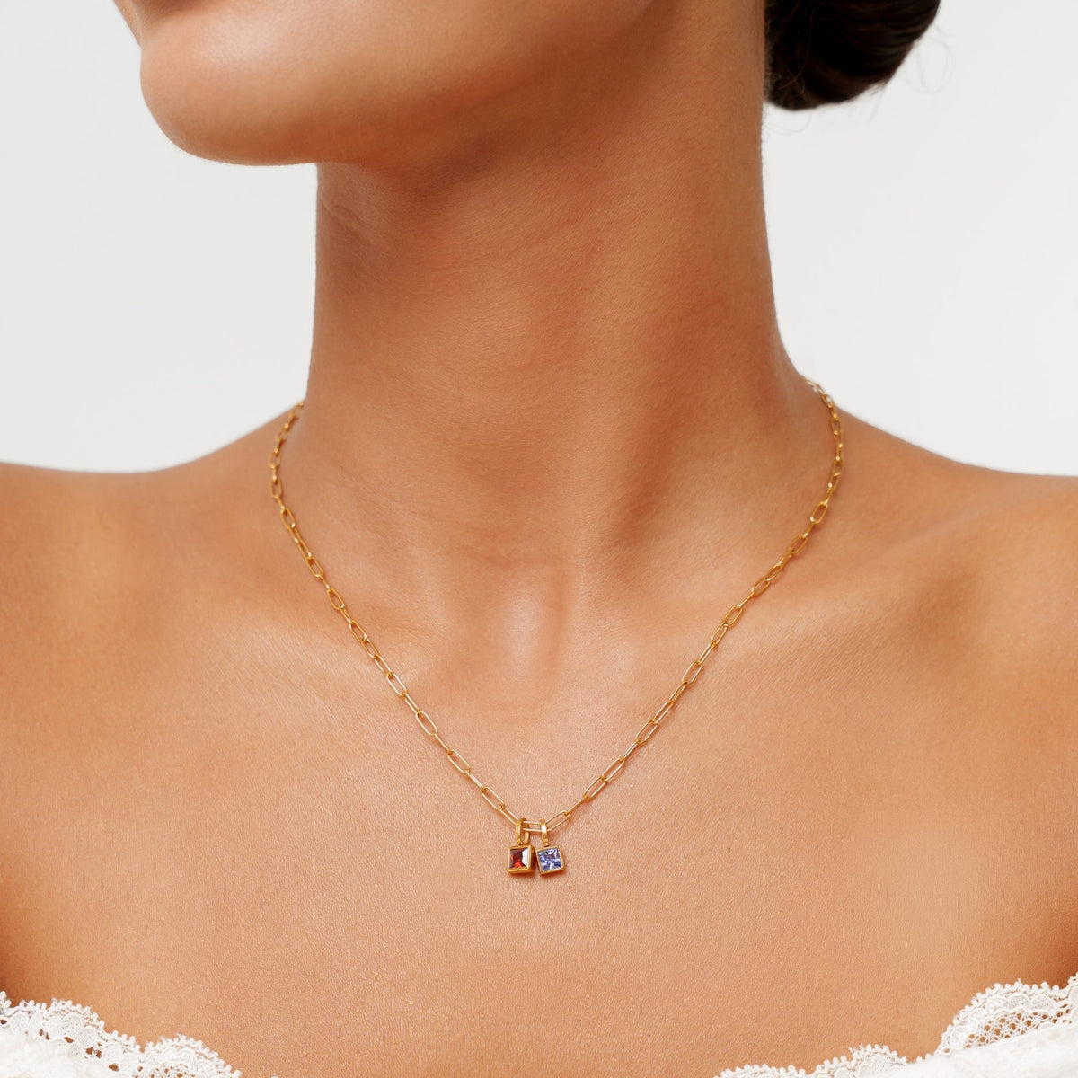 Paperclip Geboortesteen Ketting