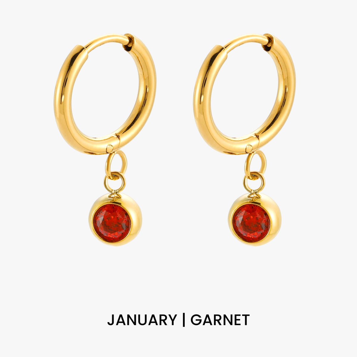 Geboortesteen Charm Hoops