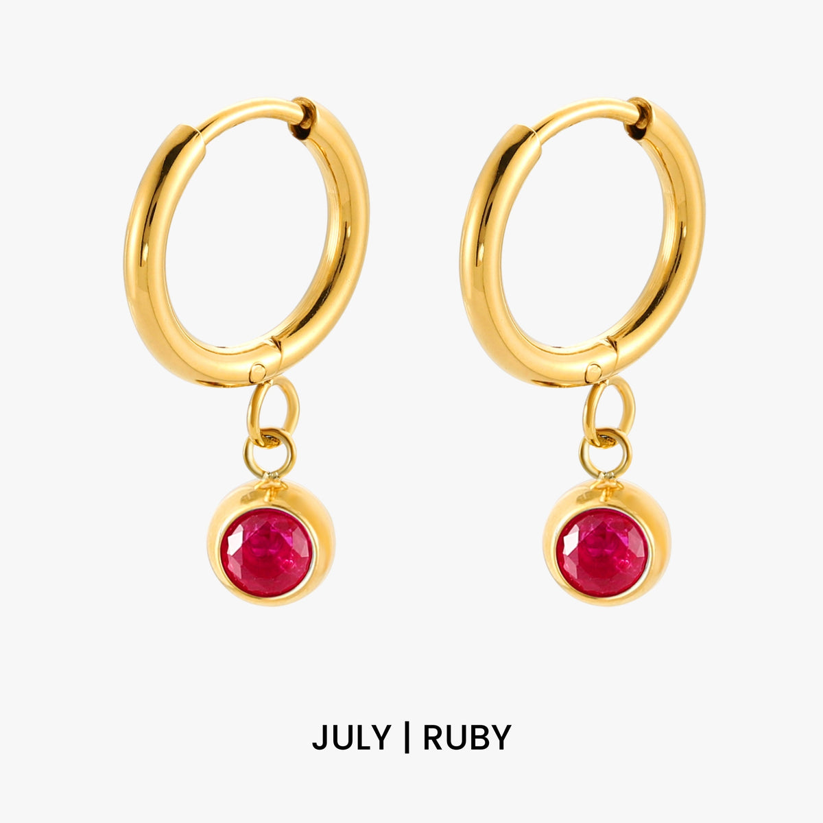 Geboortesteen Charm Hoops