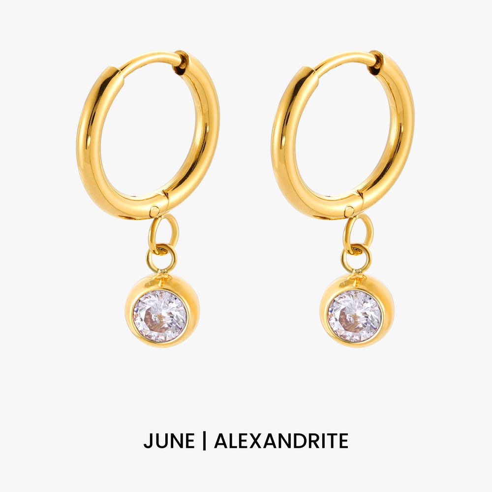 Geboortesteen Charm Hoops