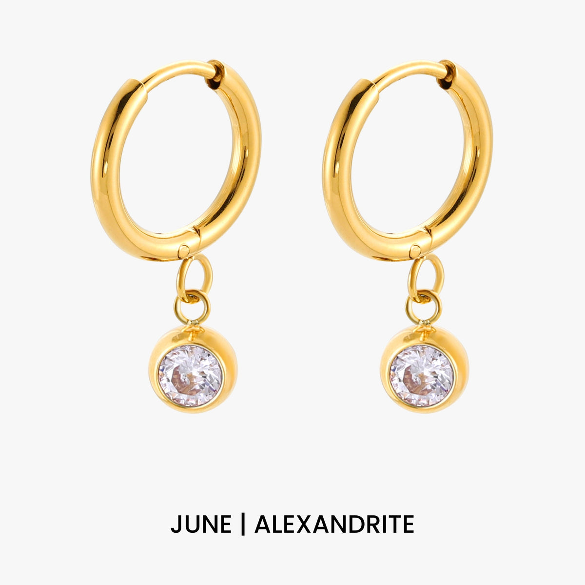 Geboortesteen Charm Hoops