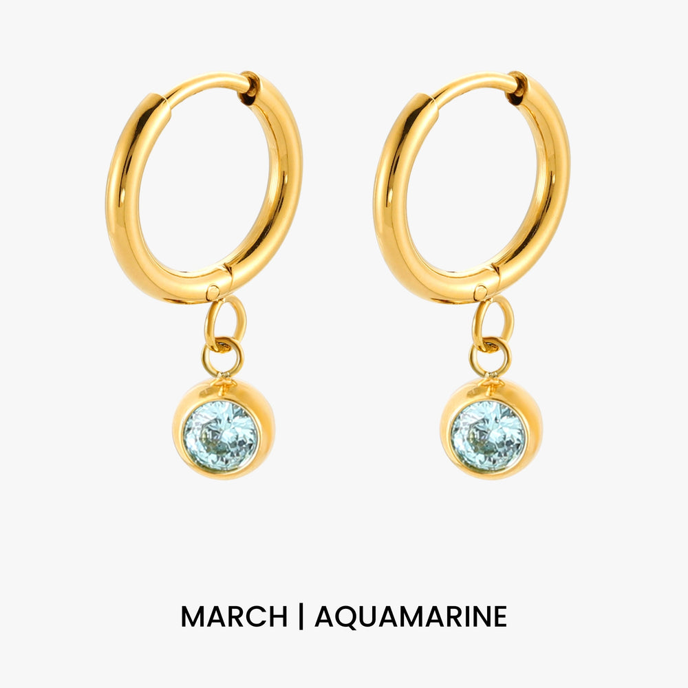 Geboortesteen Charm Hoops