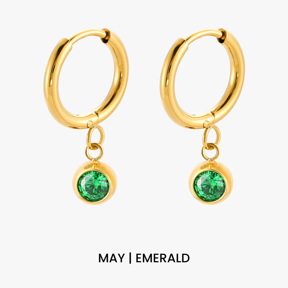 Geboortesteen Charm Hoops