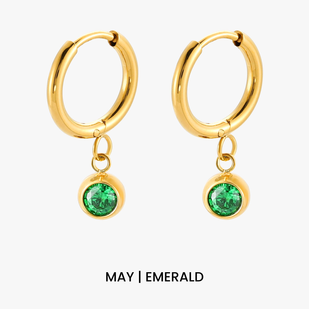 Geboortesteen Charm Hoops