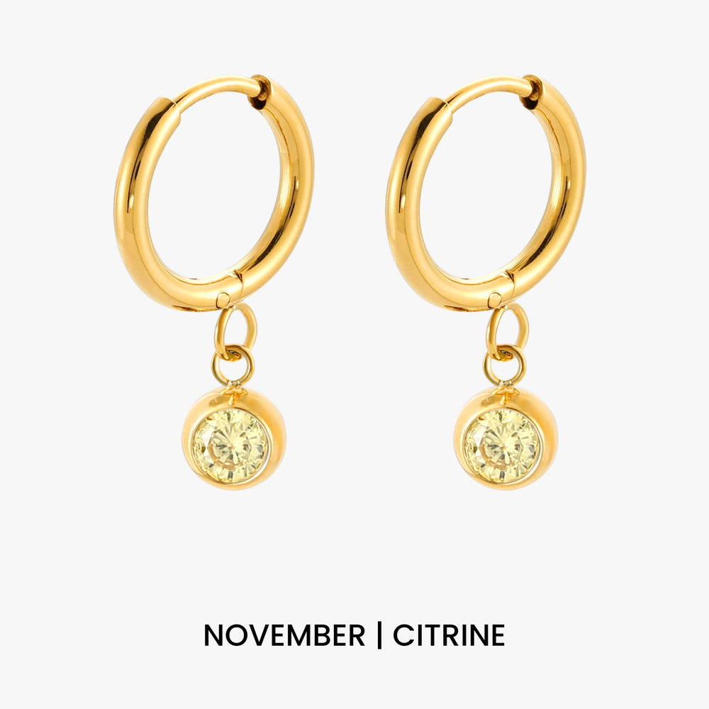 Geboortesteen Charm Hoops
