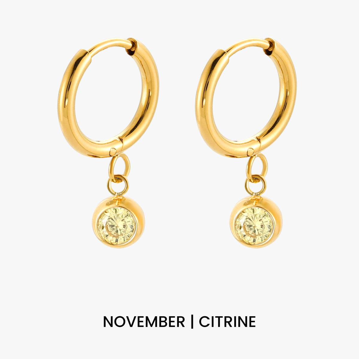 Geboortesteen Charm Hoops