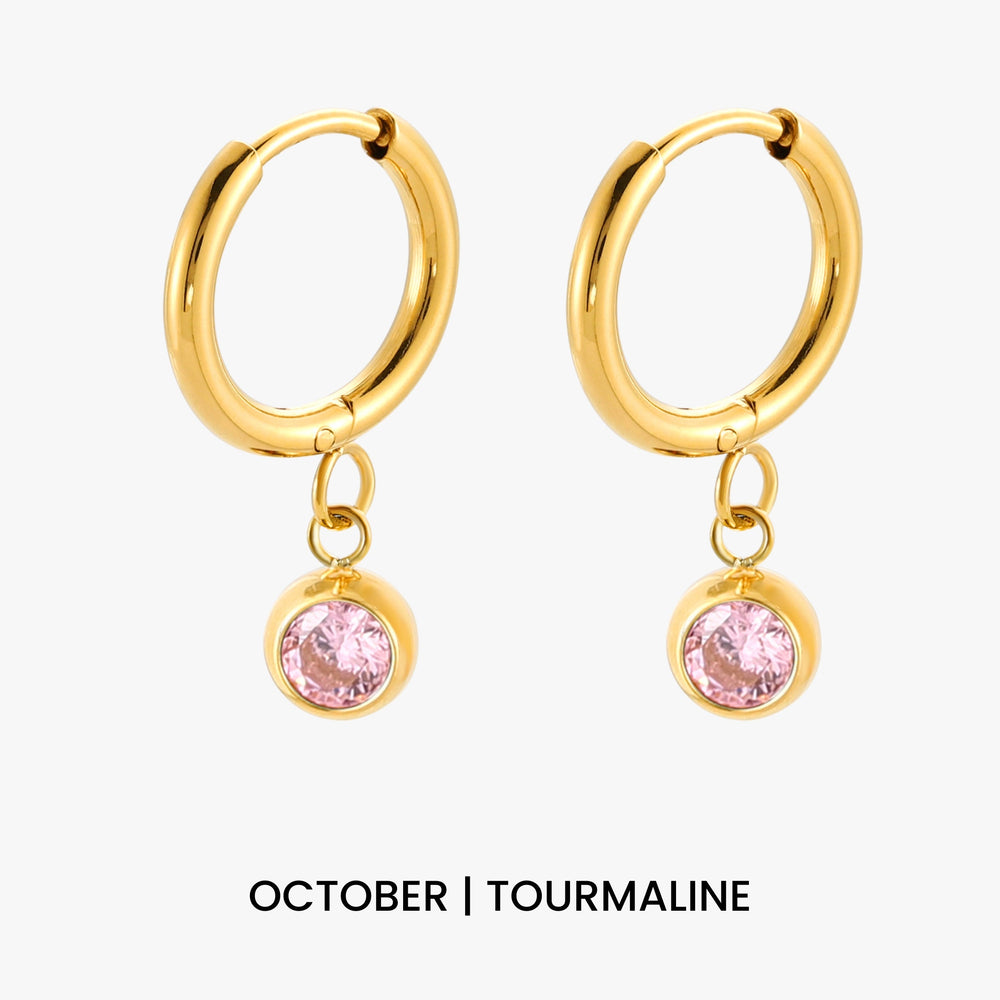 Geboortesteen Charm Hoops