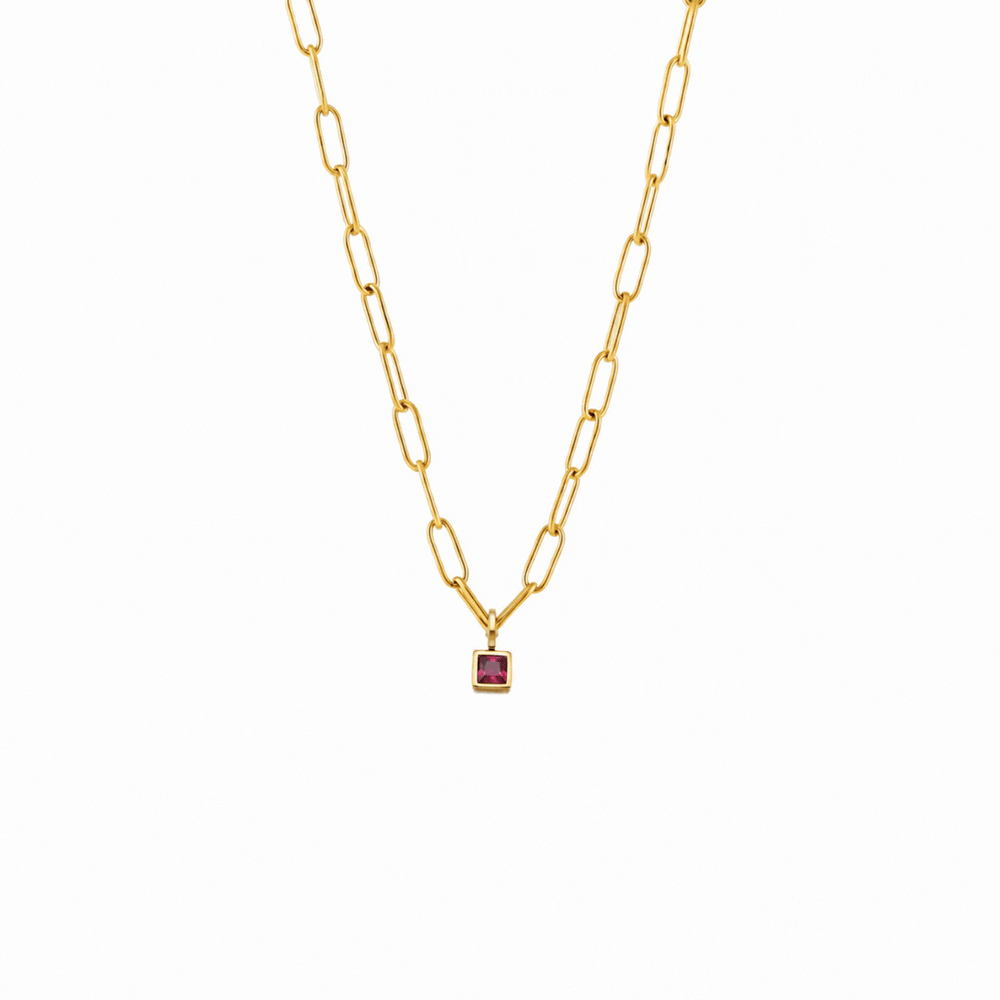 Paperclip Geboortesteen Ketting