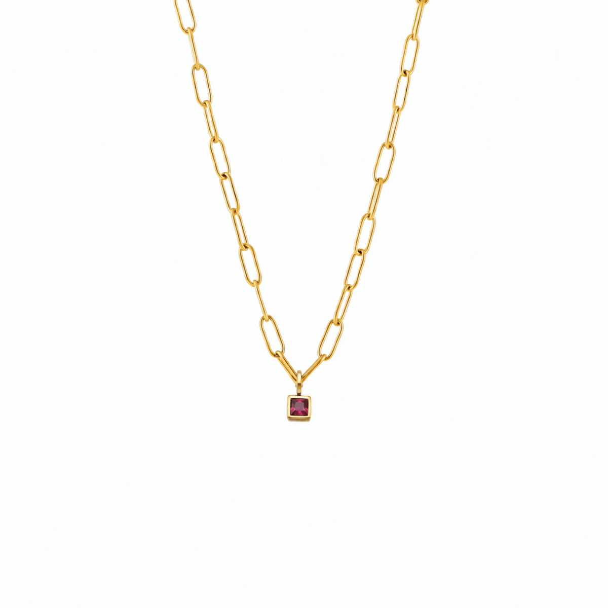 Paperclip Geboortesteen Ketting