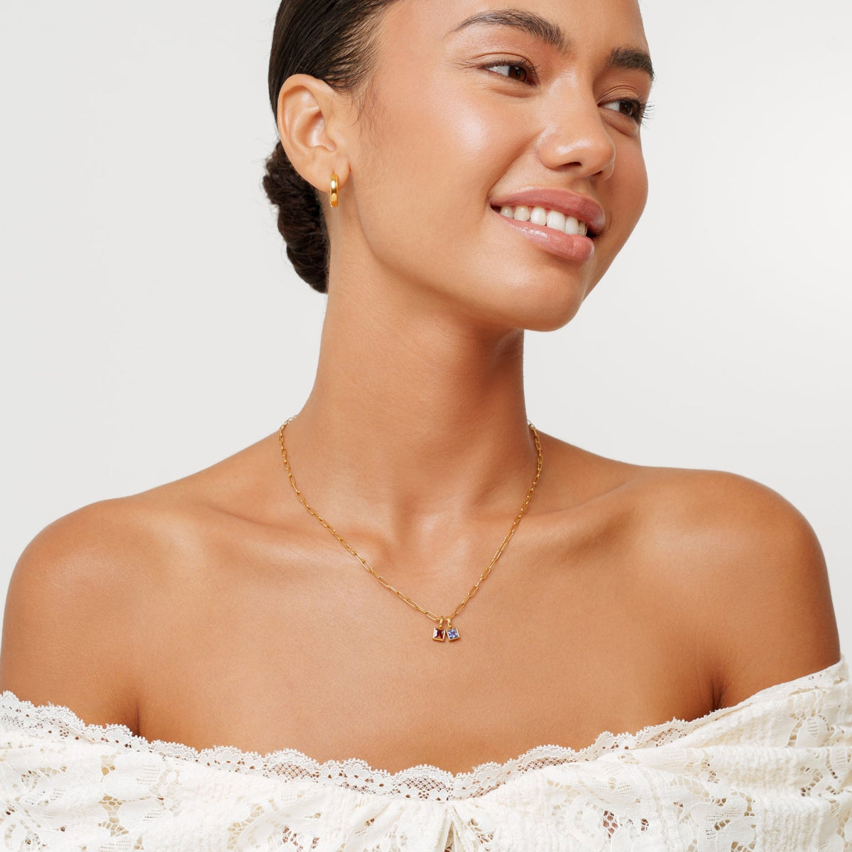 Paperclip Geboortesteen Ketting