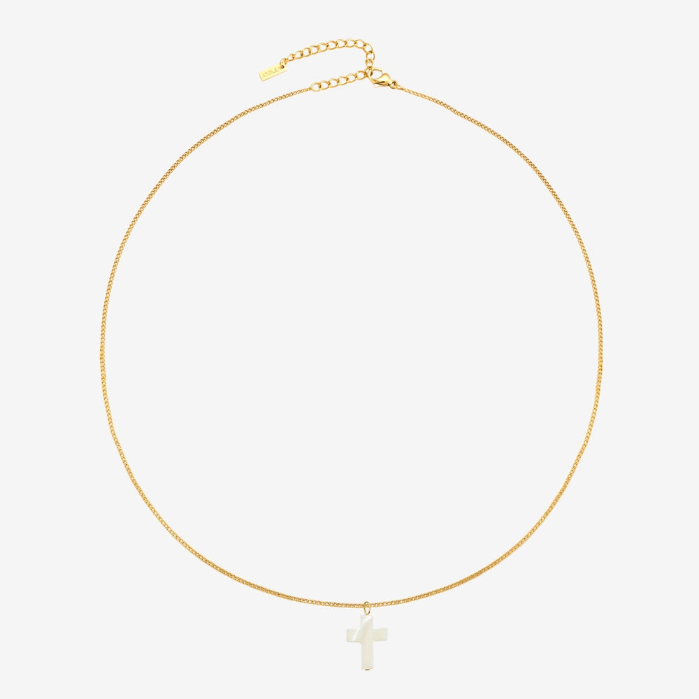 Parelmoeren Kruis Ketting