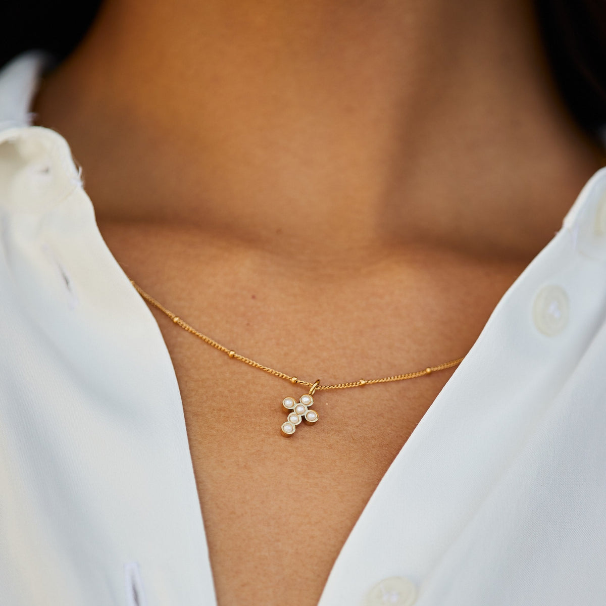 Parel Kruis Ketting