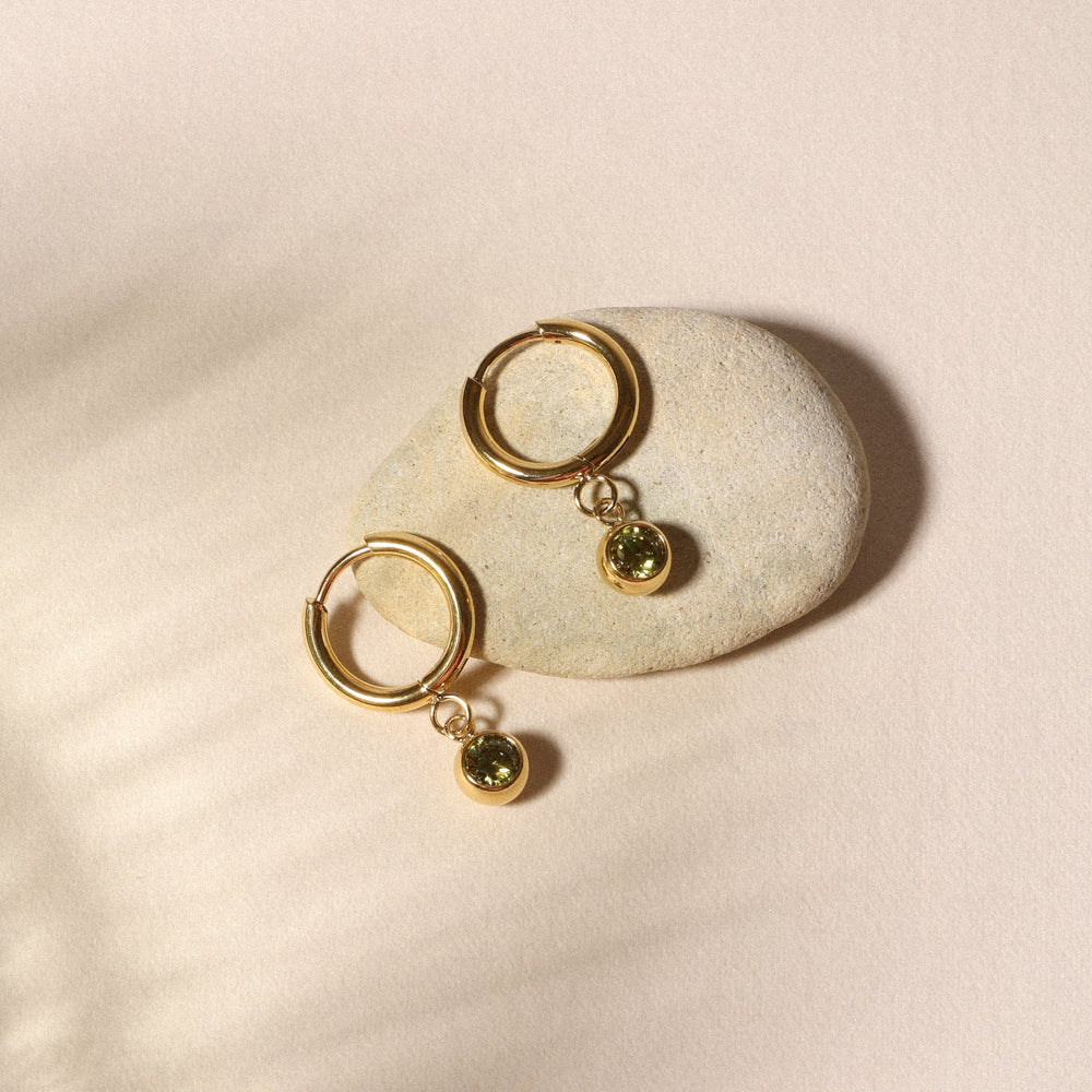 Geboortesteen Charm Hoops