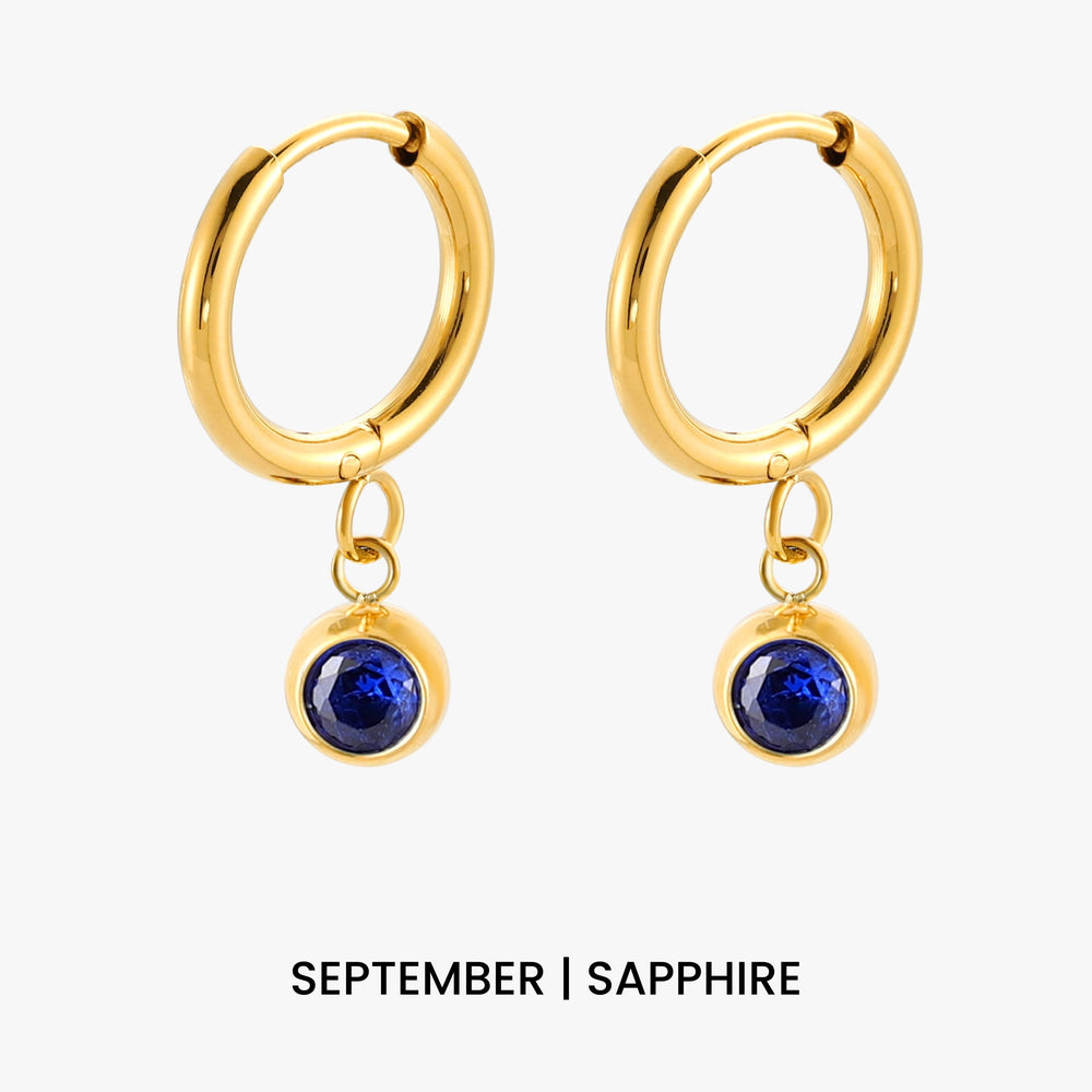 Geboortesteen Charm Hoops