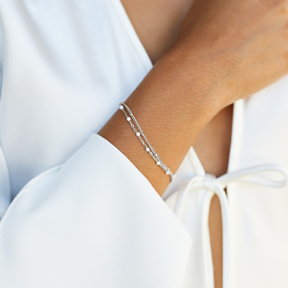 Dubbele Witte Kralenarmband
