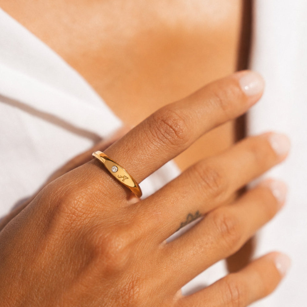 Crystal Ring met 1 Initiaal