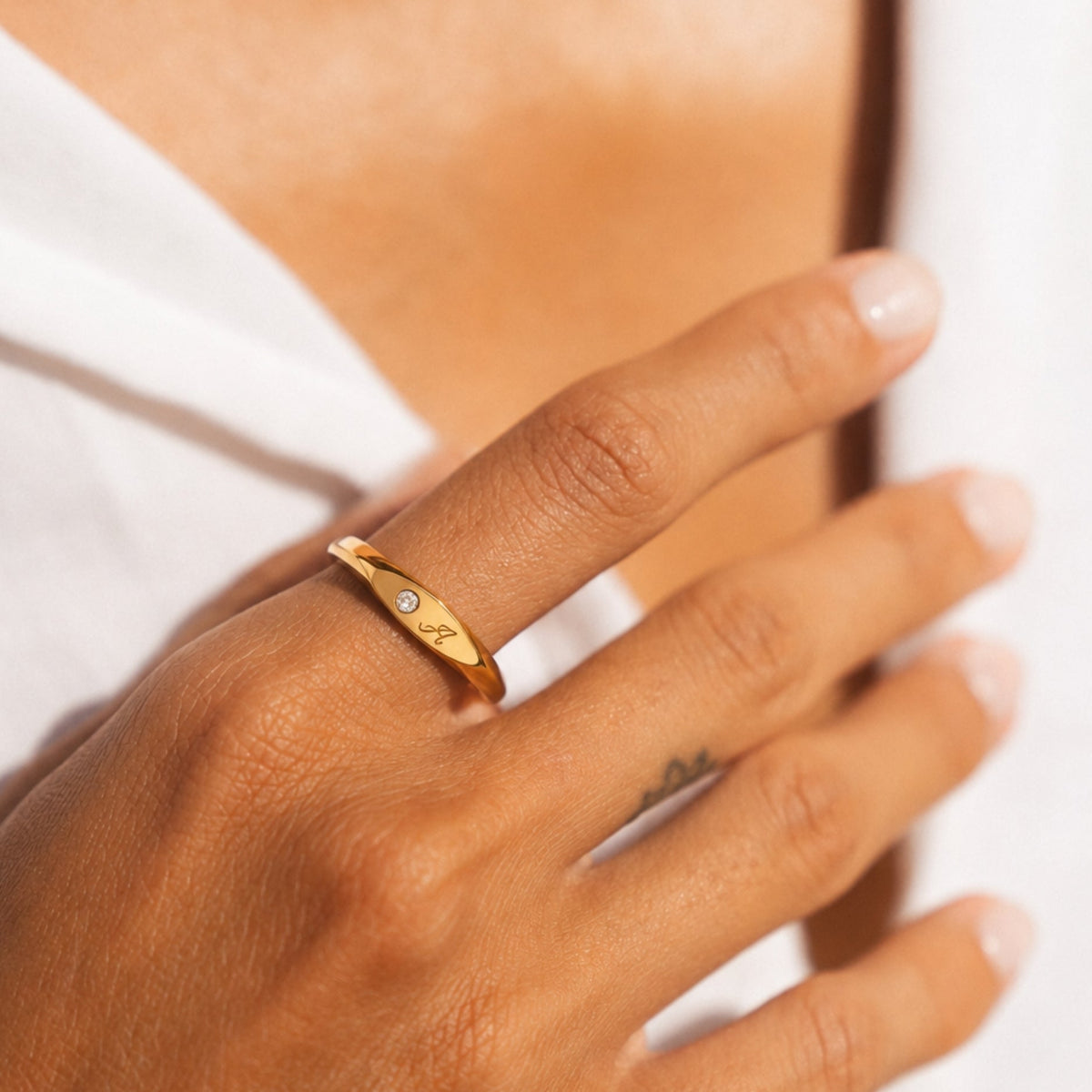 Crystal Ring met 1 Initiaal