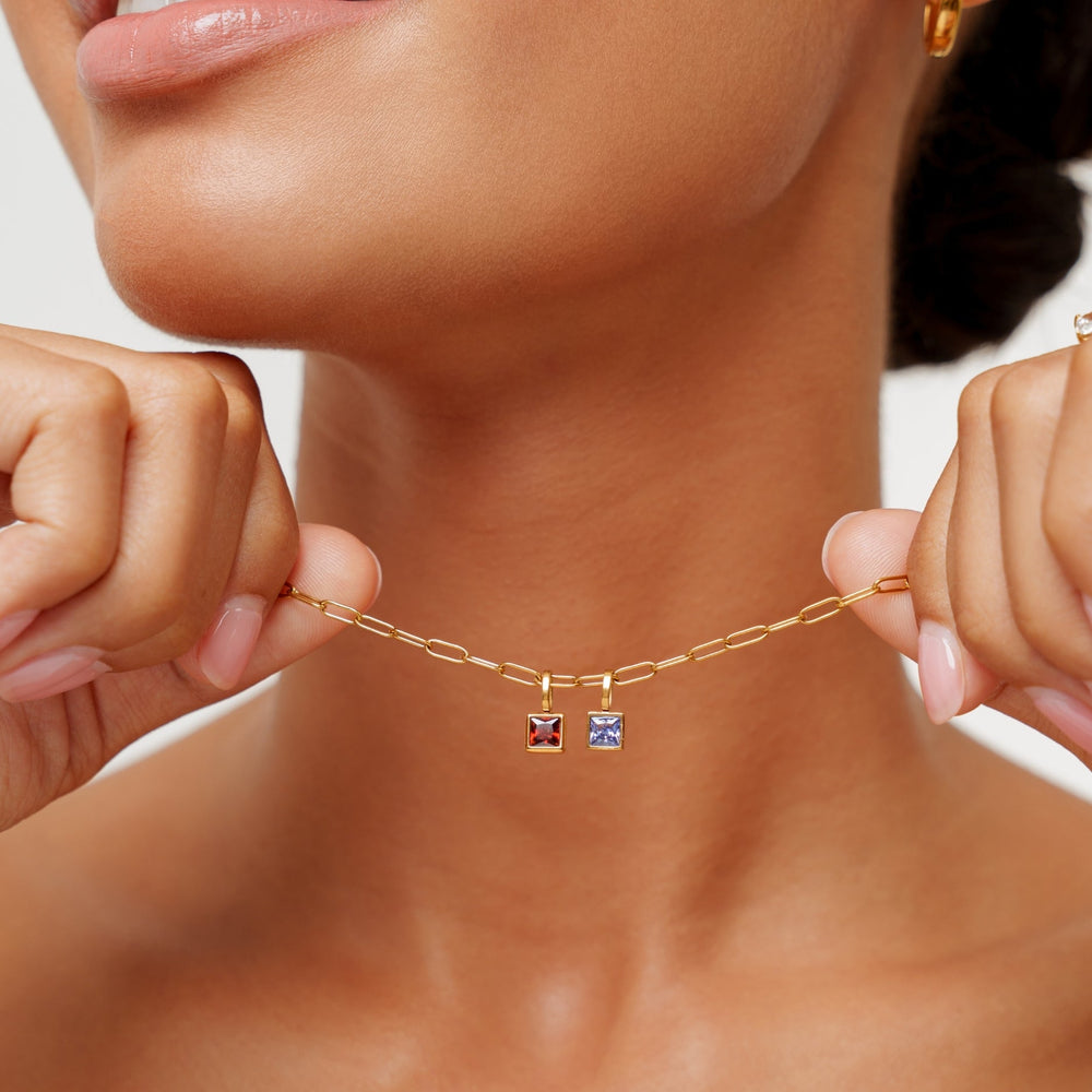 Paperclip Geboortesteen Ketting