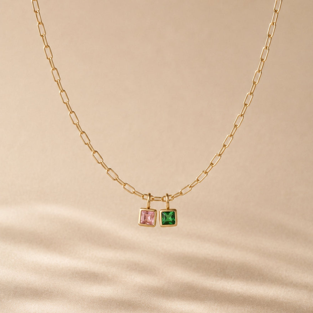 Paperclip Geboortesteen Ketting